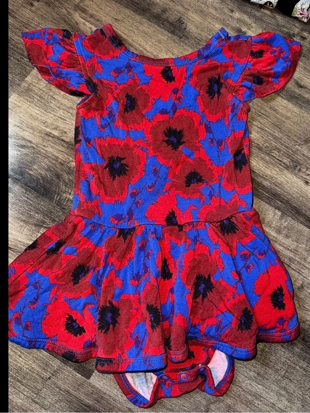 Muse Threads Poppy Floral Flutter Sleeve Bamboo Romper 18-24M Twirl Snaps